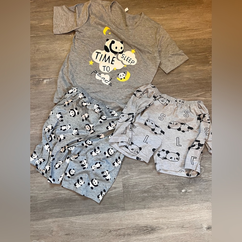 Gray Panda Kids Pajama Set
